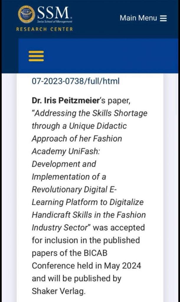 Digitale Modeausbildung Forschung von Iris Peitzmeier Ph.D bei UniFash zur Fashion Education und zum Fachkräftemangel