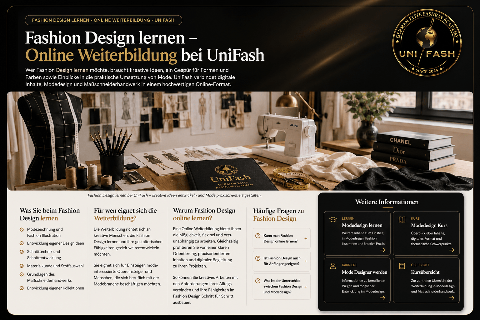 Fashion Design lernen: Designprozess und Kollektion Fashion Design lernen mit Recherche, Moodboard, Fashion Illustration, Materialkonzept und Kollektionsentwicklung
