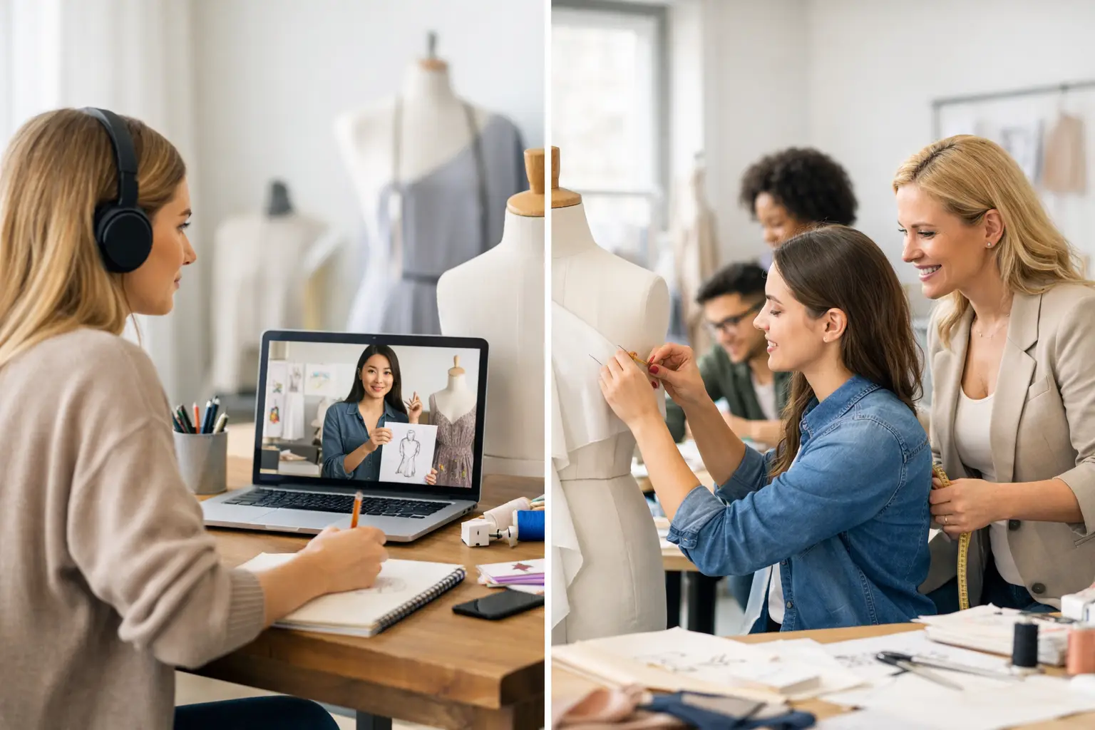 Digitales Lernen oder Präsenzunterricht in der Mode?